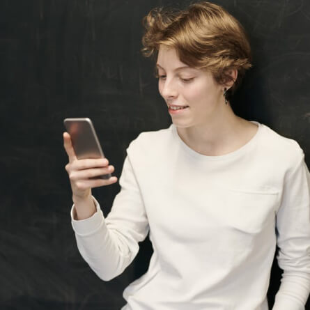 A woman checking her phone