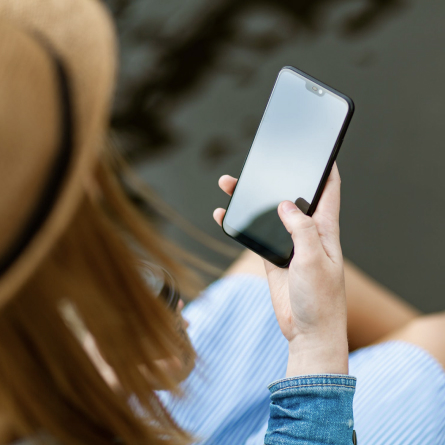 A woman checking her phone